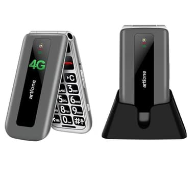 artfone F30 4G Flip Phone for Seniors, Easy to Use Unlocked Mobile Phone with Big Buttons, SOS Emergency Call, Loud Volume, Charging Dock, Black (No Wall Charger)