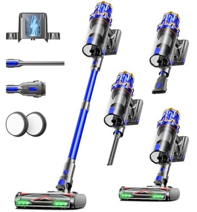 PKWIST Cordless Vacuum Cleaner, Upgraded 55KPA 650W 70 Minutes Runtime Self-Standing Stick Vacuum Cleaner with Rechargeable/Anti-Tangle/OLED Screen/1.8L Cup for Home Pet Hair/Carpet/All Floor(Blue)