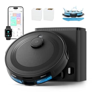 Lefant M2 Plus Robot Vacuum and Mop, 75-Day Self Emptying, 6000Pa, dToF Laser Navigation, Customized Cleaning, Roller Brush for Carpet, Multi-Level Mapping, WiFi/App/Alexa/i Watch, 2.4G/5G, Black