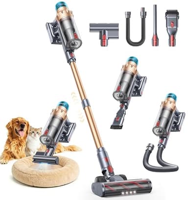 Cordless Vacuum Cleaner, 650W 55KPA 70Mins, Self-Stand Stick Vacuum with Aroma, Flex Hose, Mattress Brush, Auto Mode, Touchscreen, Anti-Tangle Vacuum Cleaner for Home/Pet Hair/Floors/Carpet/Car