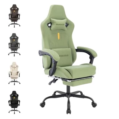 segedom Gaming Chair with Footrest Ergonomic Computer Chair Massage Lumbar Cushion, Racing Video Game Chair Adjustable Rocker Recliner Executive Office Desk Chair PVC Leather for Adults (Green)