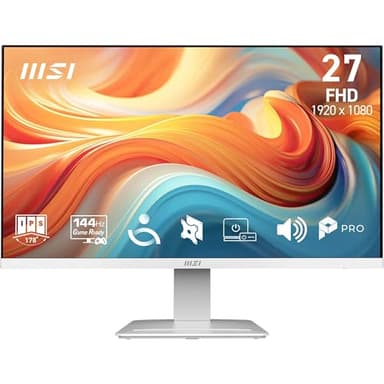 MSI PRO MP273QW E14 27" Eye Care Ergonomic Business Computer Monitor, WQHD 2560x1440, IPS, Frameless, 144Hz, 1ms, Tilt Compatible, 2xHDMI&DP Port, Built-in Speakers, VESA, White, 3 Year Warranty