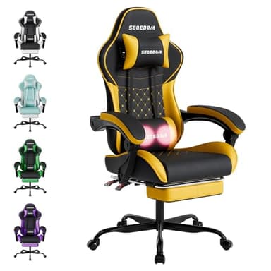 SEGEDOM Gaming Chair Computer Chair with Footrest,Gaming Chairs for Adults, Ergonomic PC Office Chair with Headrest & Lumbar Support, Reclining Chair, Home,Teens, Kids (BlackYellow)