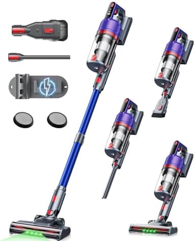 Powerful 5-in-1 Cordless Vacuum Stick Cleaner with Green LED, 55KPA 70Mins