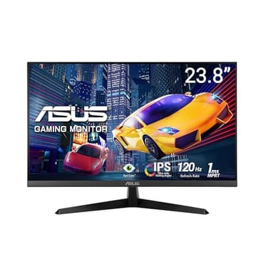 ASUS VY249HGR - W 23.8" FHD IPS Gaming Monitor - 120Hz OC (Game Mode), 1ms MPRT, SmoothMotion, Adaptive-Sync, Eye Care Plus, Blue Light Filter, Flicker-Free, Antibacterial