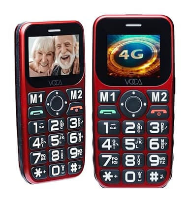 VOCA Big Button 4G Phone for Seniors Elderly | Unlocked 4G LTE | Amplified Volume | SOS Button | Speed Dial | Big Display Number | Long Lasting | V141 (Red)
