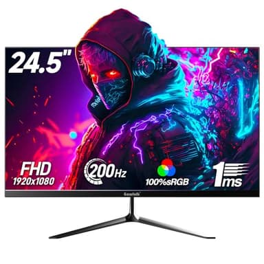 Gawfolk Gaming Monitor 24.5 Inch 200Hz Built-in Speakers, PC Monitor FHD 1080P Frameless Computer Monitors, VA,sRGB 100%, DisplayPort, HDMI, Eye Care, Wall Mount Compatible